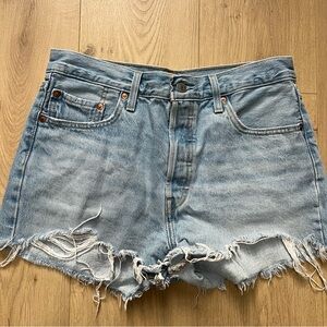 Levi's Light Blue Distressed Jean Shorts